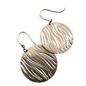 Womens Earrings Sterling Silver Animal Print Discs Pierced Chic